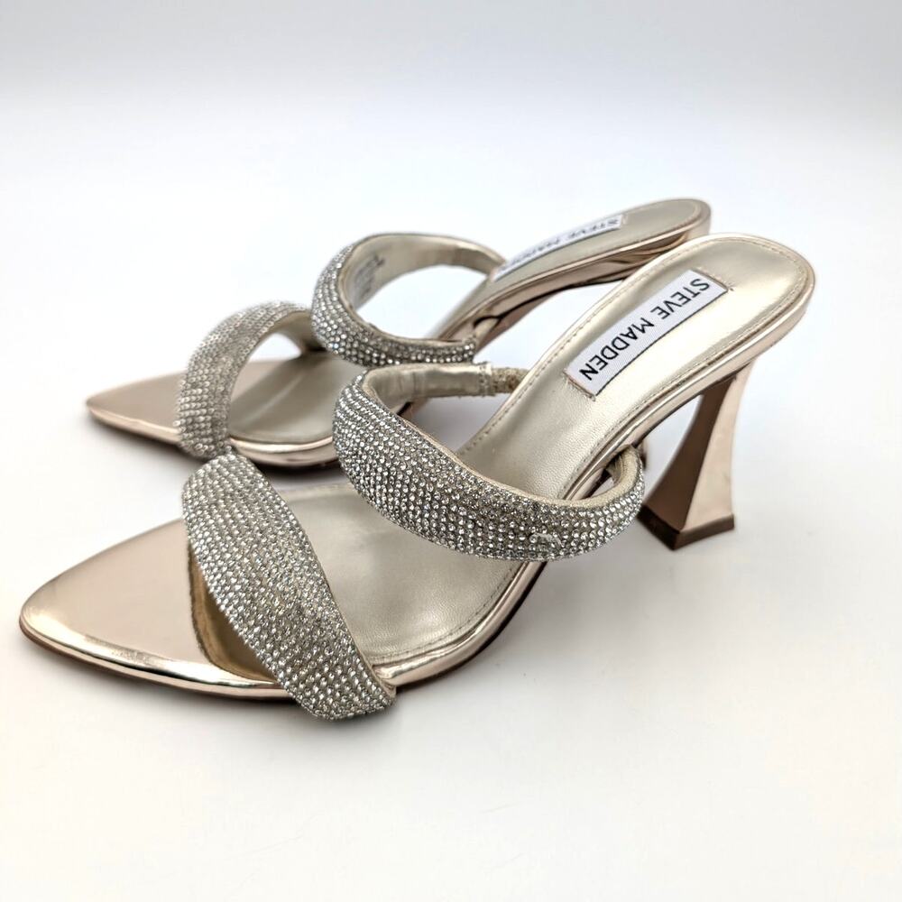 Steve Madden Harper Slide Sandals Open Toe Women's Metallic Size US6M EU36.5